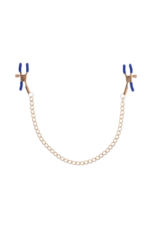 Sex & Mischief - Cougar - Chained Nipple Clamps - Blue/Gold - Stag Shop