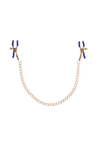 Thumbnail for Sex & Mischief - Cougar - Chained Nipple Clamps - Blue/Gold