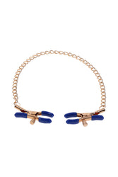 Sex & Mischief - Cougar - Chained Nipple Clamps - Blue/Gold - Stag Shop