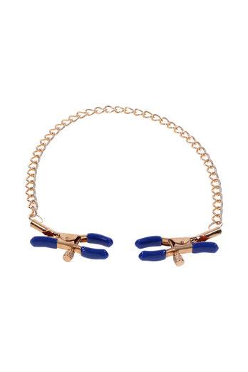 Sex & Mischief - Cougar - Chained Nipple Clamps - Blue/Gold - Stag Shop