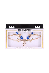 Sex & Mischief - Cougar - Cougar Nipple Clamps - Blue/Gold - Stag Shop