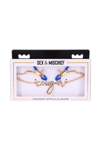 Sex & Mischief - Cougar - Cougar Nipple Clamps - Blue/Gold - Stag Shop
