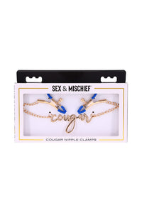 Thumbnail for Sex & Mischief - Cougar - Cougar Nipple Clamps - Blue/Gold