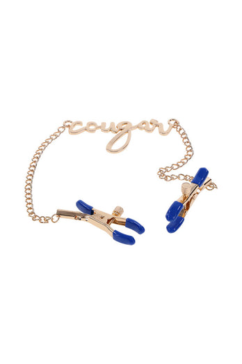 Sex & Mischief - Cougar - Cougar Nipple Clamps - Blue/Gold - Stag Shop