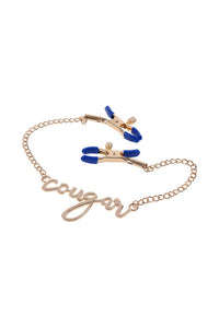 Thumbnail for Sex & Mischief - Cougar - Cougar Nipple Clamps - Blue/Gold