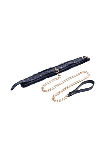 Sex & Mischief - Cougar - Collar & Leash - Blue/Gold - Stag Shop