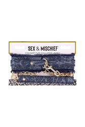 Sex & Mischief - Cougar - Collar & Leash - Blue/Gold - Stag Shop
