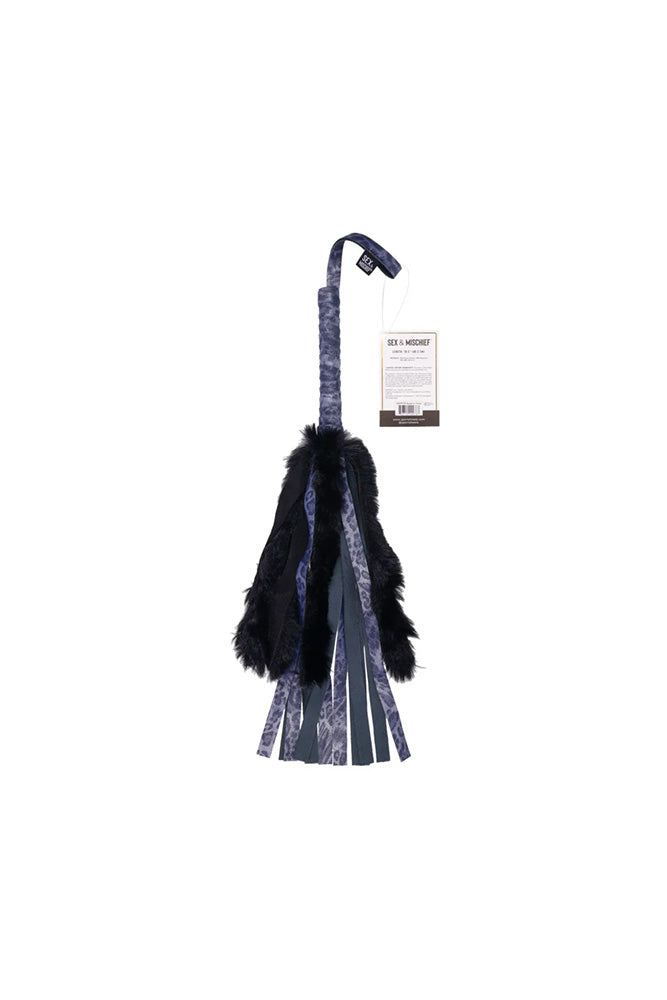 Sex & Mischief - Cougar - Faux Fur Flogger - Blue/Black