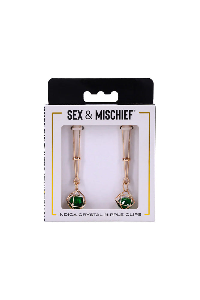 Sex & Mischief - Indica - Crystal Nipple Clips - Stag Shop