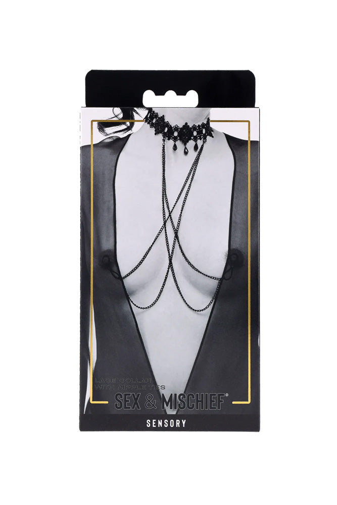 Sex & Mischief - Lace Collar with Nipple Ties - Stag Shop