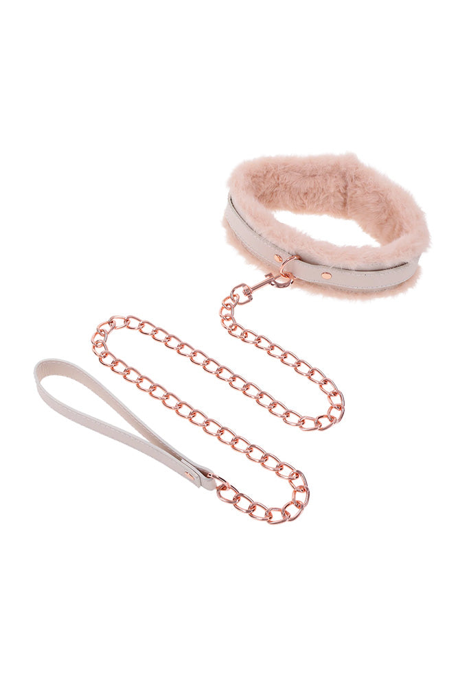 Sex & Mischief - Peaches 'N CreaMe - Faux Fur Collar & Leash - Peach/Rose Gold