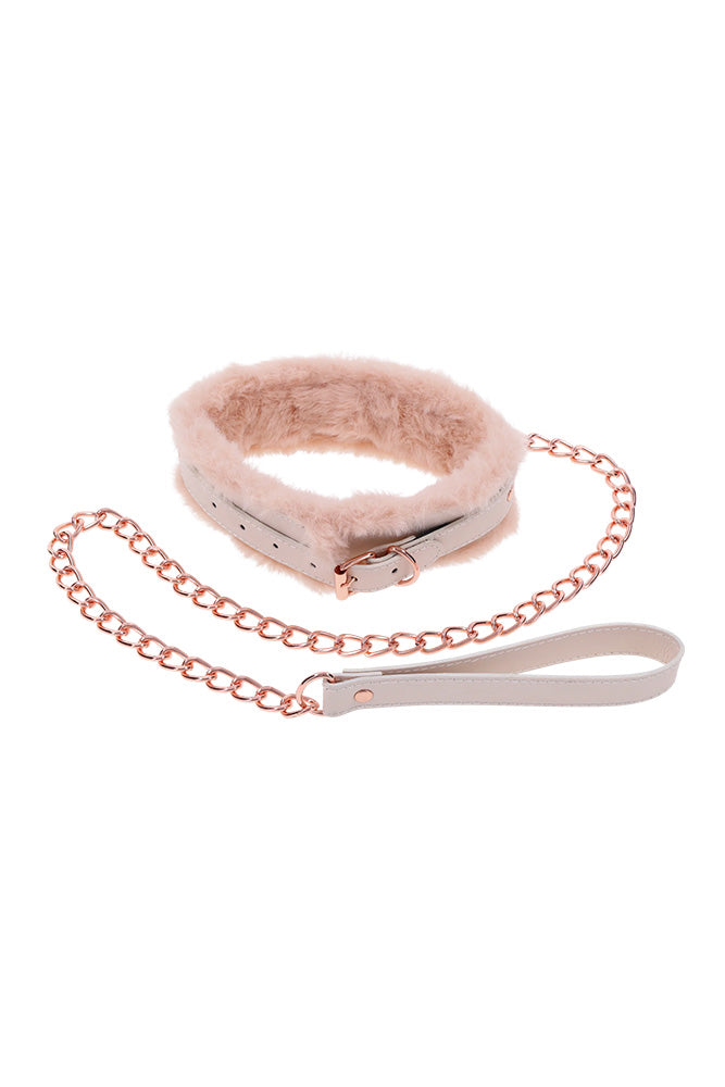 Sex & Mischief - Peaches 'N CreaMe - Faux Fur Collar & Leash - Peach/Rose Gold