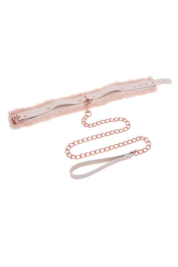 Sex & Mischief - Peaches 'N CreaMe - Faux Fur Collar & Leash - Peach/Rose Gold - Stag Shop