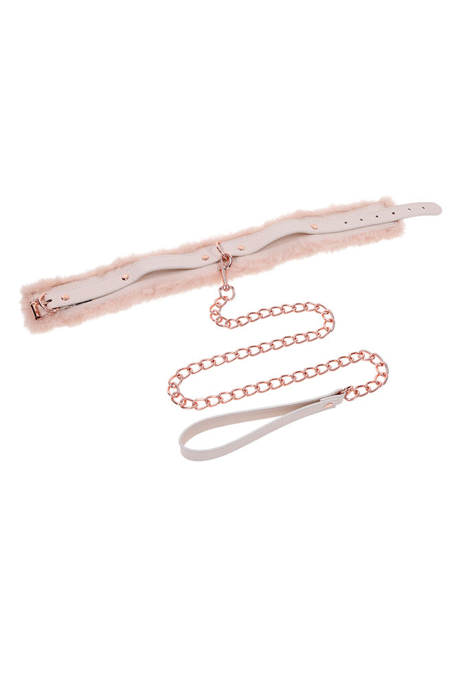 Sex & Mischief - Peaches 'N CreaMe - Faux Fur Collar & Leash - Peach/Rose Gold