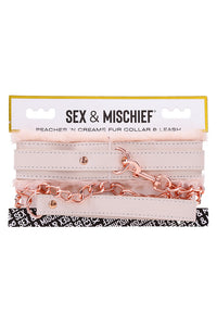 Thumbnail for Sex & Mischief - Peaches 'N CreaMe - Faux Fur Collar & Leash - Peach/Rose Gold