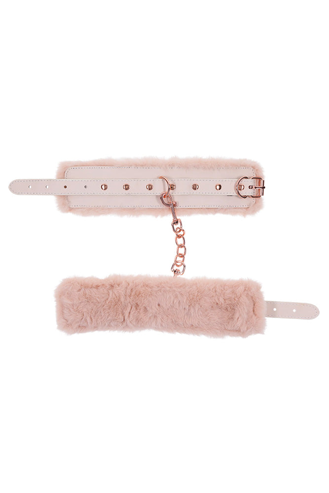 Sex & Mischief - Peaches 'N CreaMe - Faux Fur Handcuffs - Peach/Rose Gold - Stag Shop