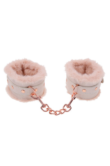 Sex & Mischief - Peaches 'N CreaMe - Faux Fur Handcuffs - Peach/Rose Gold - Stag Shop