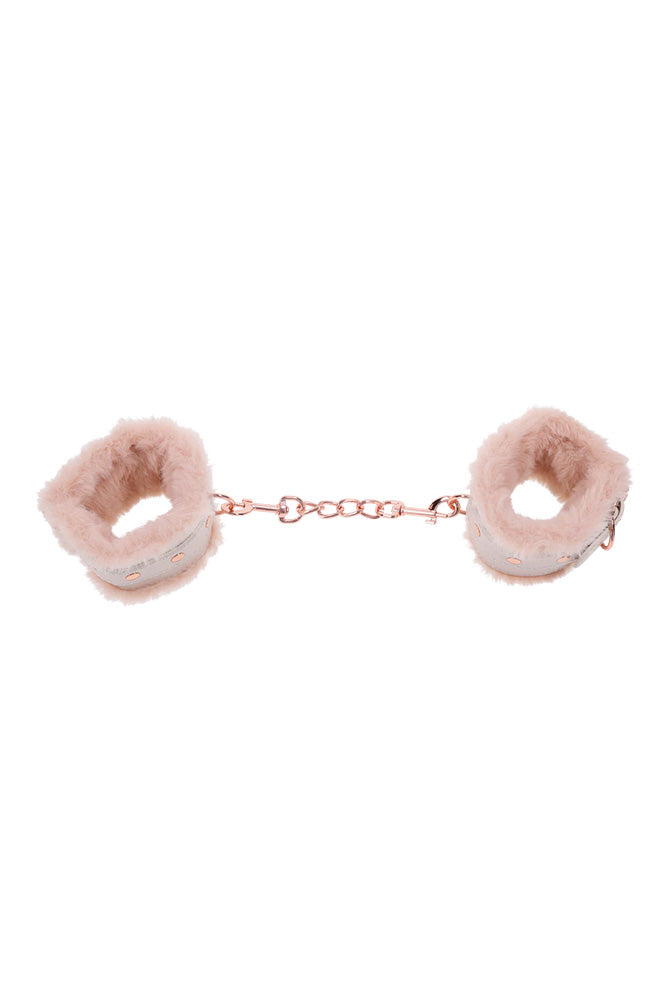 Sex & Mischief - Peaches 'N CreaMe - Faux Fur Handcuffs - Peach/Rose Gold - Stag Shop