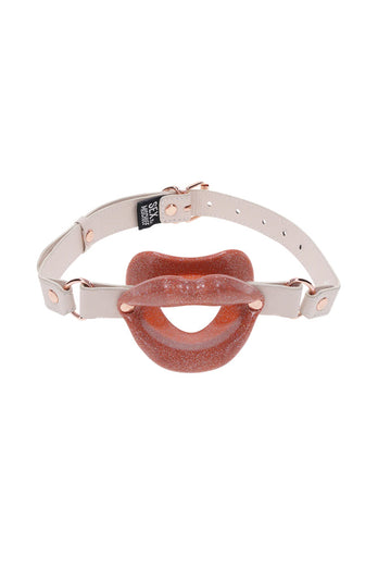 Sex & Mischief - Peaches 'N CreaMe - Silicone Lips Gag - Peach/Rose Gold - Stag Shop