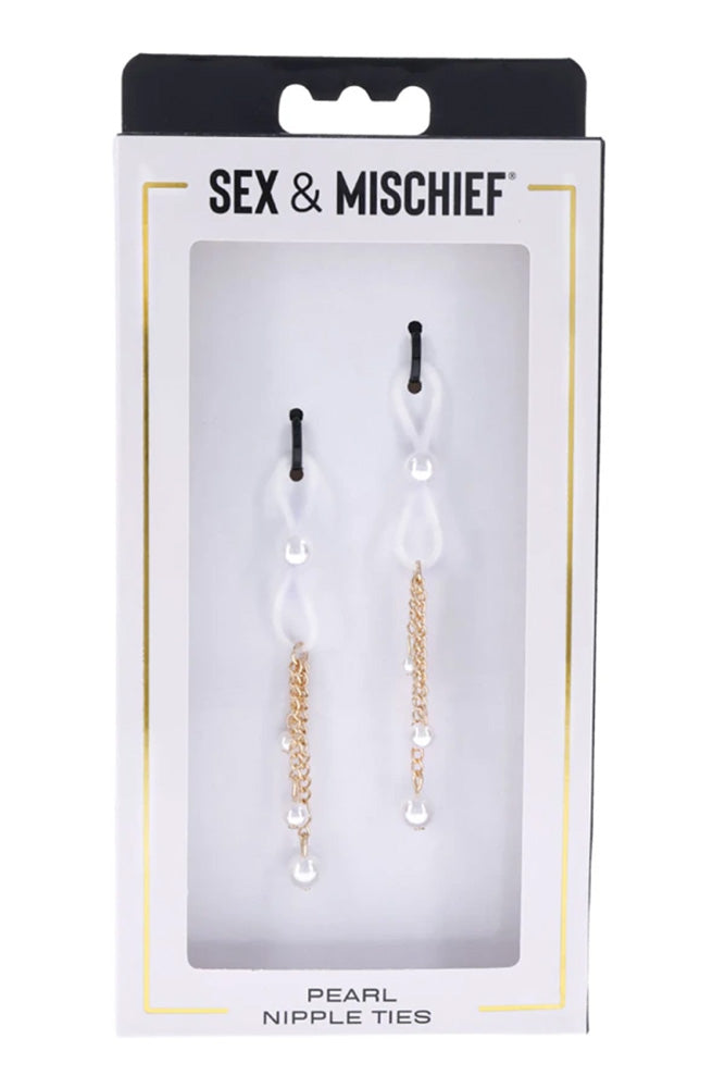 Sex & Mischief - Pearl Nipple Ties - White - Stag Shop
