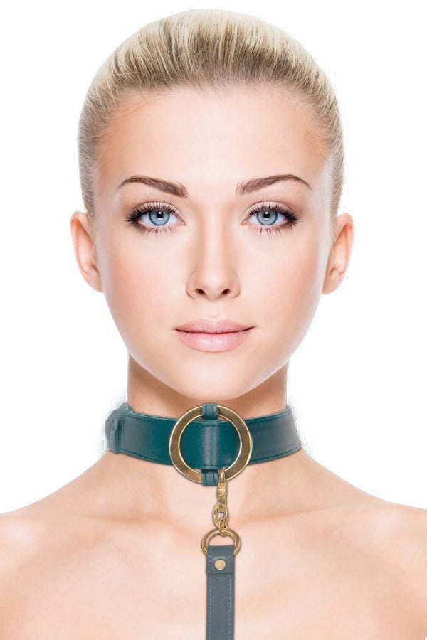 Ouch by Shots Toys - Halo - Collar with Leash - Green - Stag Shop
