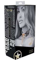 Ouch International - NY Collection - Collar & Leash - Black/White - Stag Shop
