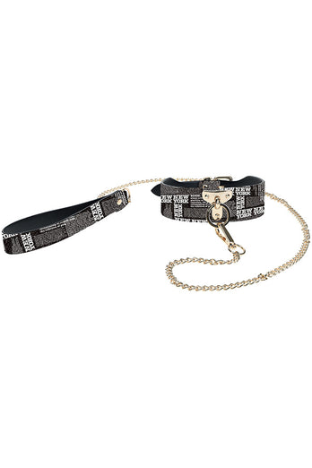 Ouch International - NY Collection - Collar & Leash - Black/White - Stag Shop