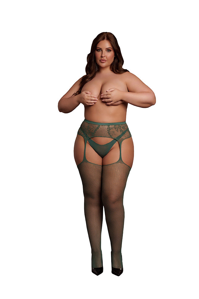 Shots Toys - Le Désir - DES051 - Fishnet & Lace Garterbelt Stockings - Various Colours & Sizes - Stag Shop