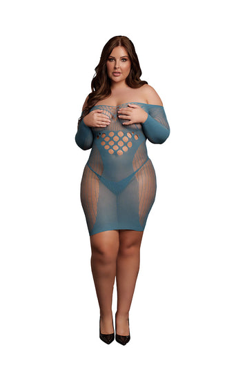 Shots Toys - Le Désir  - DES017X - Long Sleeve Net Mini Dress - Various Colours - OS/XL - Stag Shop