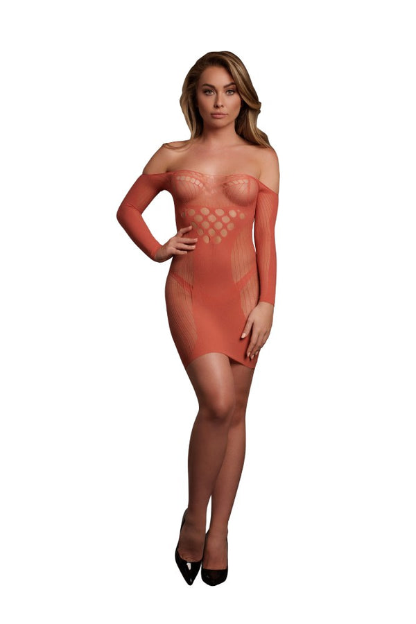 Shots Toys - Le Désir  - DES017 - Long Sleeve Net Mini Dress - Various Colours - OS - Stag Shop