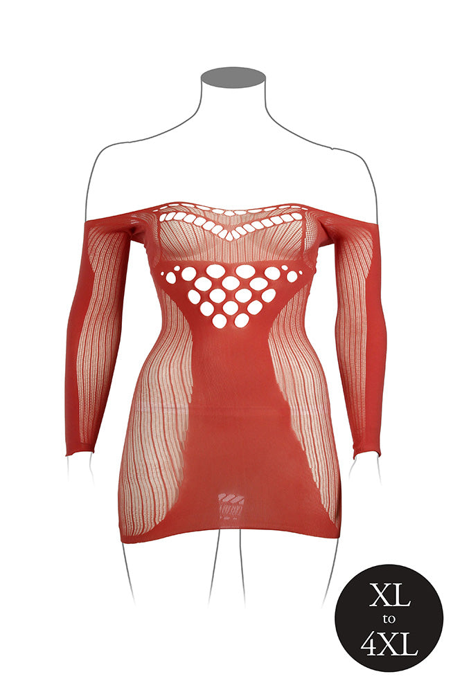 Shots Toys - Le Désir  - DES017X - Long Sleeve Net Mini Dress - Various Colours - OS/XL - Stag Shop