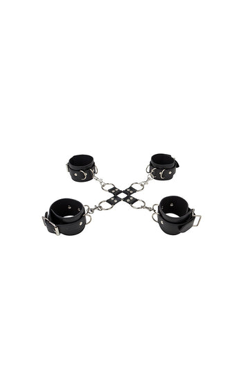 Ouch by Shots Toys - Leather Hand & Leg Cuffs - Black - Stag Shop
