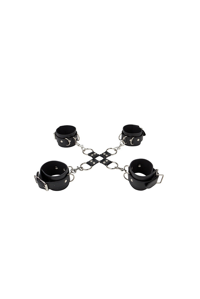 Ouch by Shots Toys - Leather Hand & Leg Cuffs - Black - Stag Shop