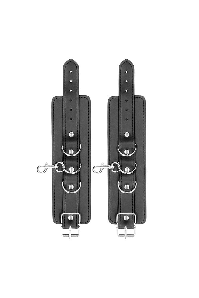 Ouch by Shots Toys - Leather Hand & Leg Cuffs - Black - Stag Shop
