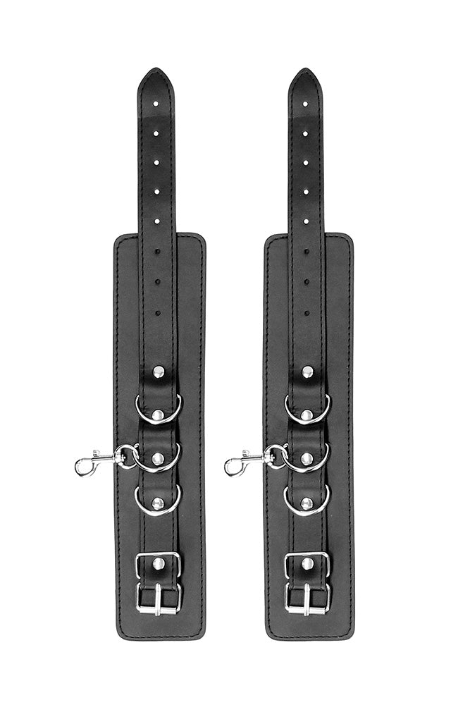 Ouch by Shots Toys - Leather Hand & Leg Cuffs - Black - Stag Shop