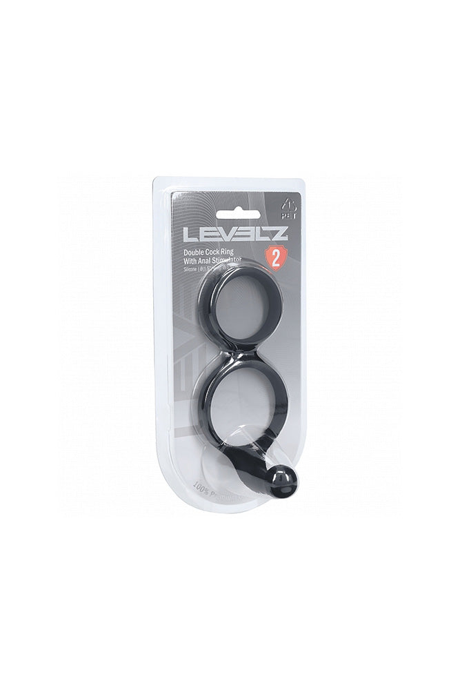 Shots Toys - Levelz- Silicone Double Cock Ring with Anal Stimulator - Stag Shop