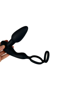 Thumbnail for Shots Toys - Levelz - Remote Control & Rotating Beads Anal Plug with Dual Cock Ring - Stag Shop