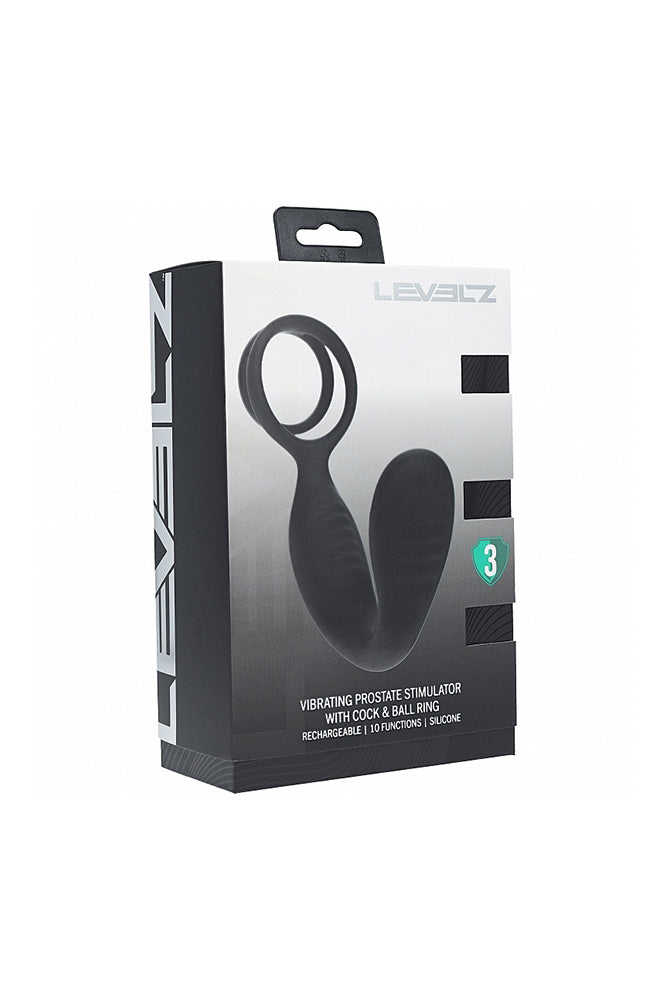 Shots Toys - Levelz - Vibrating Prostate Stimulator with Dual Cock Ring - Stag Shop