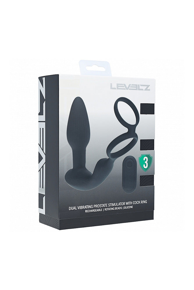 Shots Toys - Levelz - Remote Control & Rotating Beads Anal Plug with Dual Cock Ring - Stag Shop