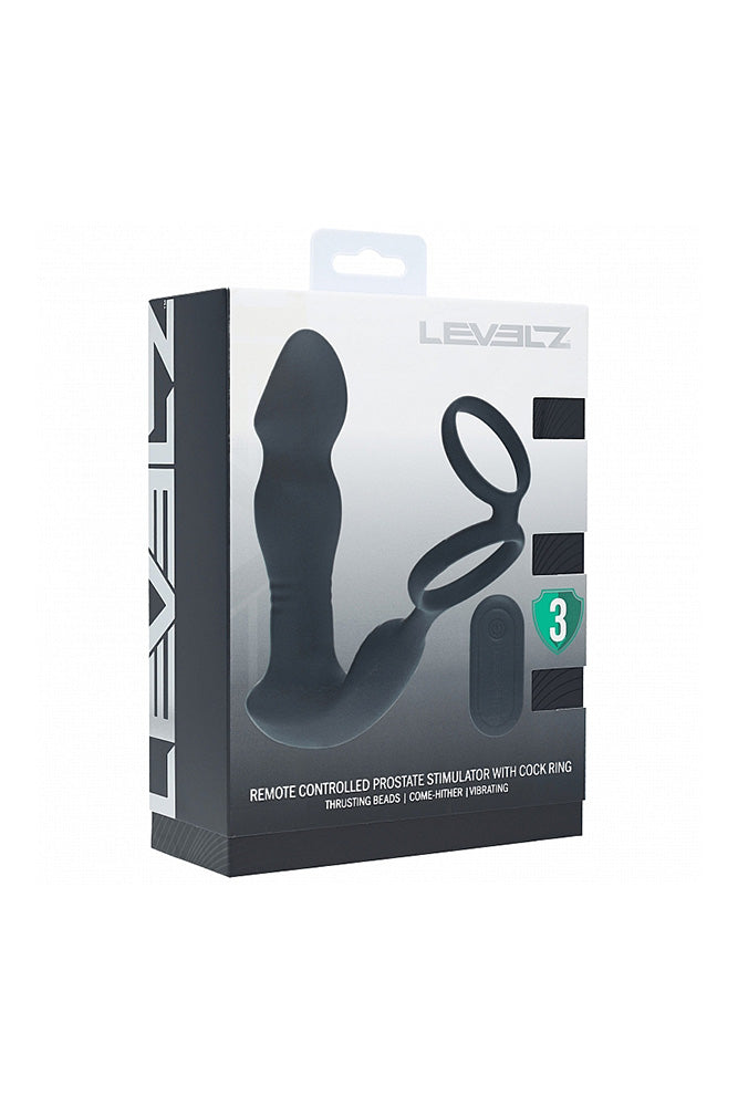 Shots Toys - Levelz - Remote Control Vibrating, Thrusting & Come-Hither Prostate Stimulator with Cock Ring - Stag Shop