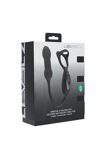 Shots Toys - Levelz - Vibrating & Thrusting Silicone Tri O Cock Ring with Prostate Stimulator - Stag Shop