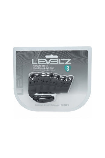 Shots Toys - Levelz - Vibrating Ribbed Silicone Cock Sleeve & Ball Ring - Stag Shop