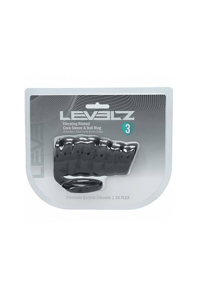 Shots Toys - Levelz - Vibrating Ribbed Silicone Cock Sleeve & Ball Ring - Stag Shop