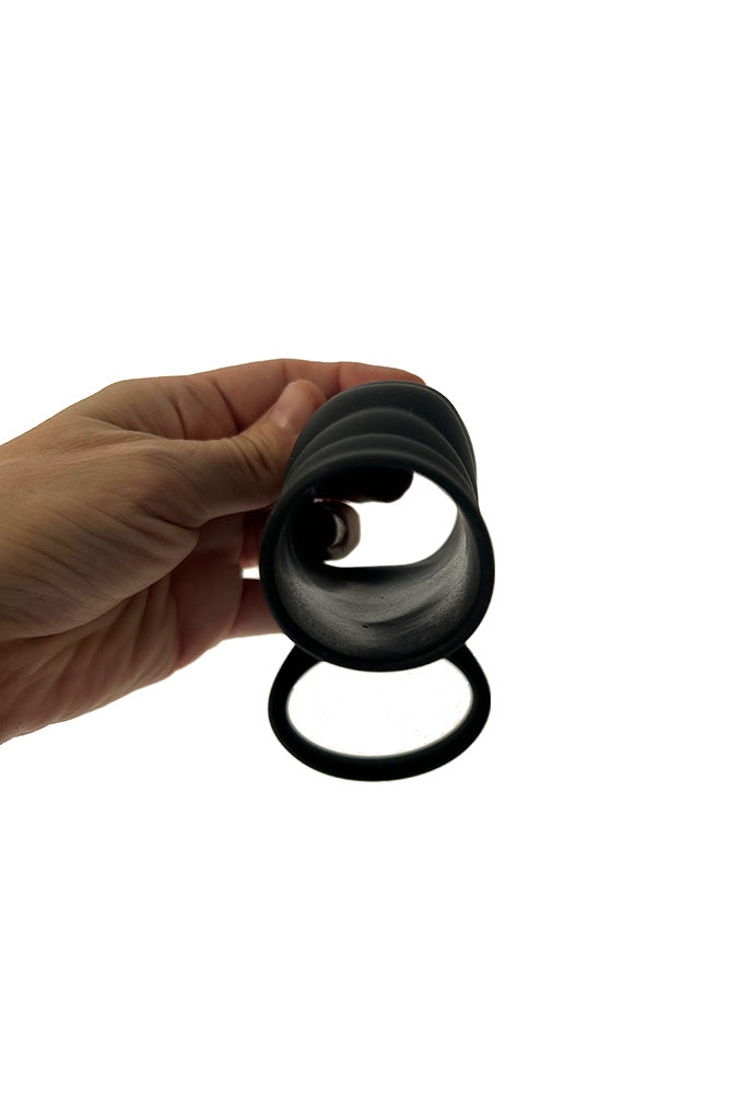 Shots Toys - Levelz - Vibrating Ribbed Silicone Cock Sleeve & Ball Ring - Stag Shop