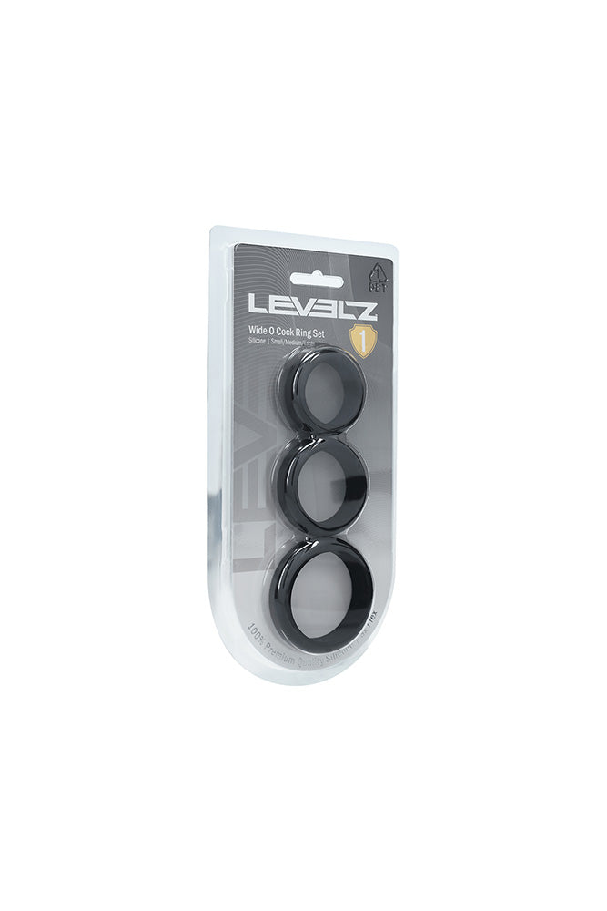 Shots Toys - Levelz - 3 PC Wide O Silicone Cock Ring Set - Small - Stag Shop