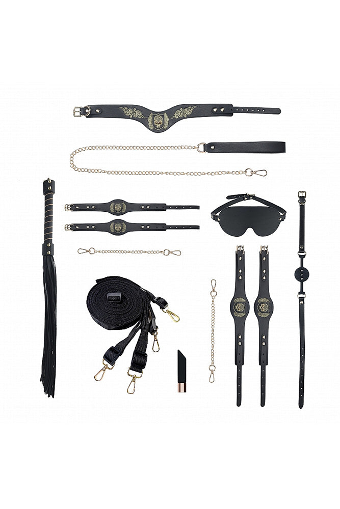 Ouch by Shots Toys - London Collection - Bondage Kit with Bag - Black/Gold - Stag Shop