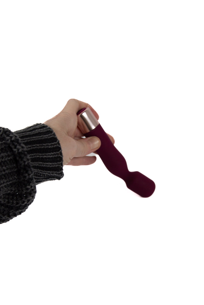 Shots Toys - Loveline - Glamour Mini Wand Vibrator - Burgundy - Stag Shop