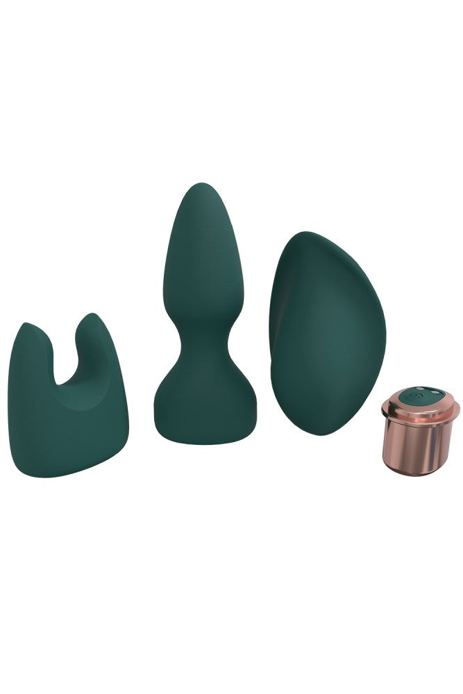 Shots Toys - Loveline - Ultimate Kit Vibrating Bullet with 3 Interchangeable Sleeves - Green - Stag Shop