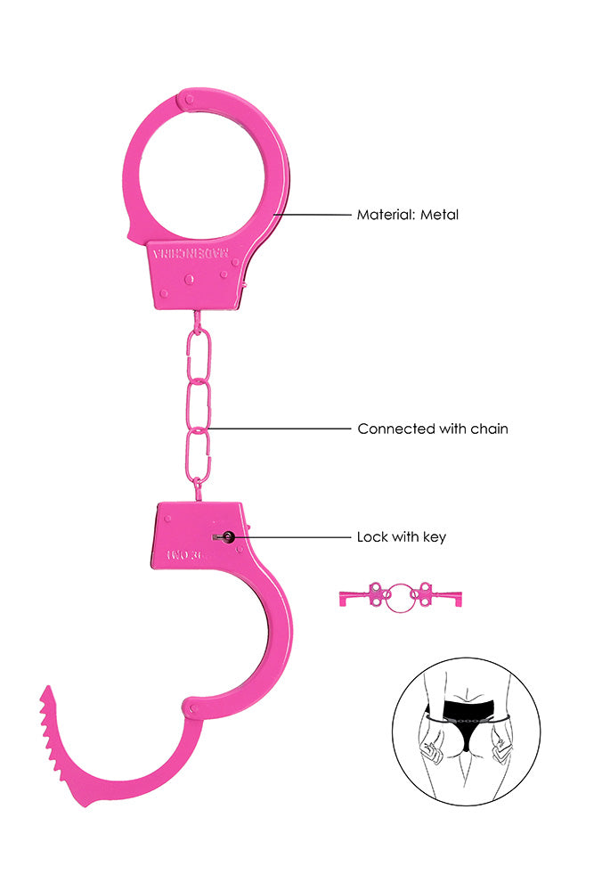 Ouch by Shots Toys - Beginner Metal Handcuffs - Assorted Colours - Stag Shop