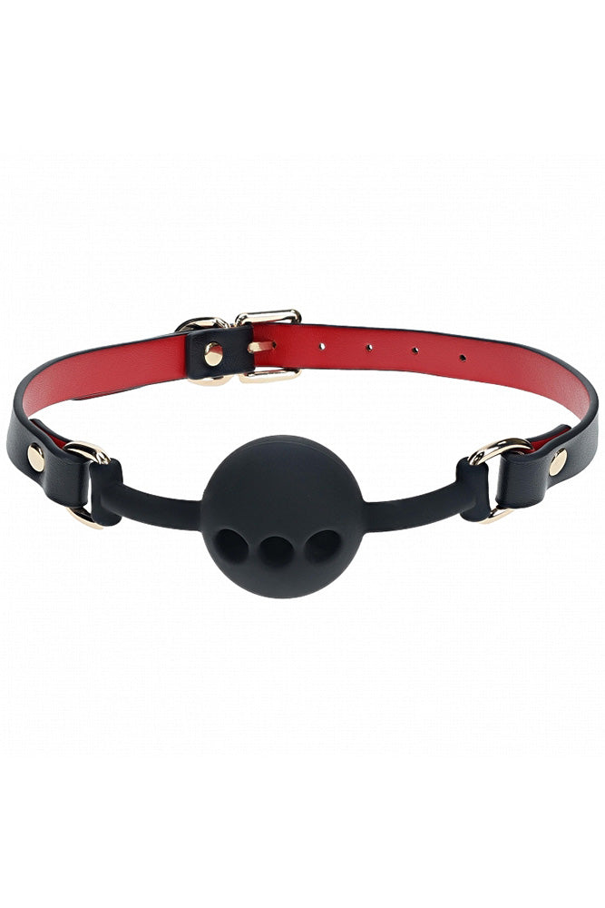 Ouch by Shots Toys - Milan Collection - Breathable Silicone Ball Gag - Black/Red - Stag Shop